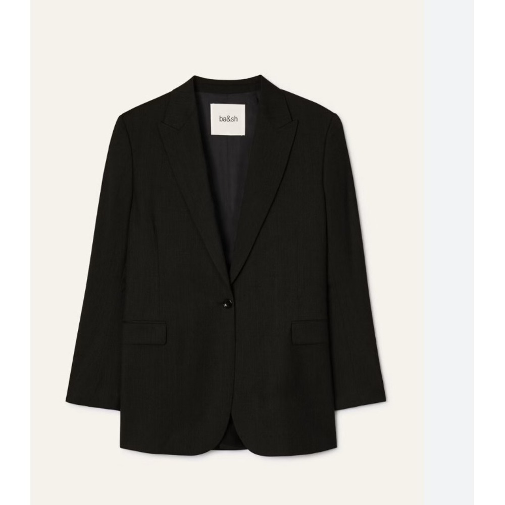 BA&SH Black Single Button Blazer Notched Lapel Lady Jacket Size S